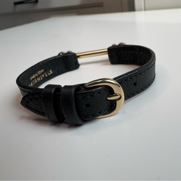 Strathberry Music Bar Black Leather Bracelet - Picture 10 of 13